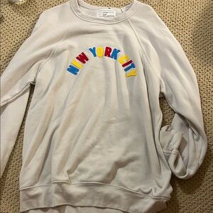 Starbucks Gray Crew Neck Sweater with Colorful Text